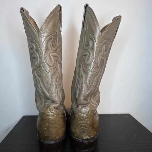 TONY LAMA 8817 TAUPE BEIGE TONED LIZARD LEATHER COWBOY BOOTS Men\'s Size 7.5 D main image 7